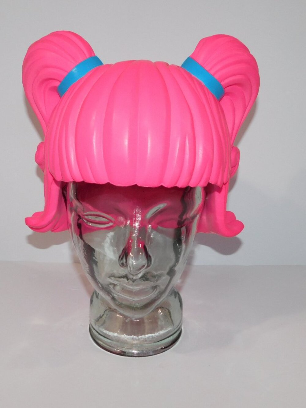 VTG 2005 Toy Quest HOT Pink Foam Wig Helmet Cosplay Anime Costume Pigtails Hair